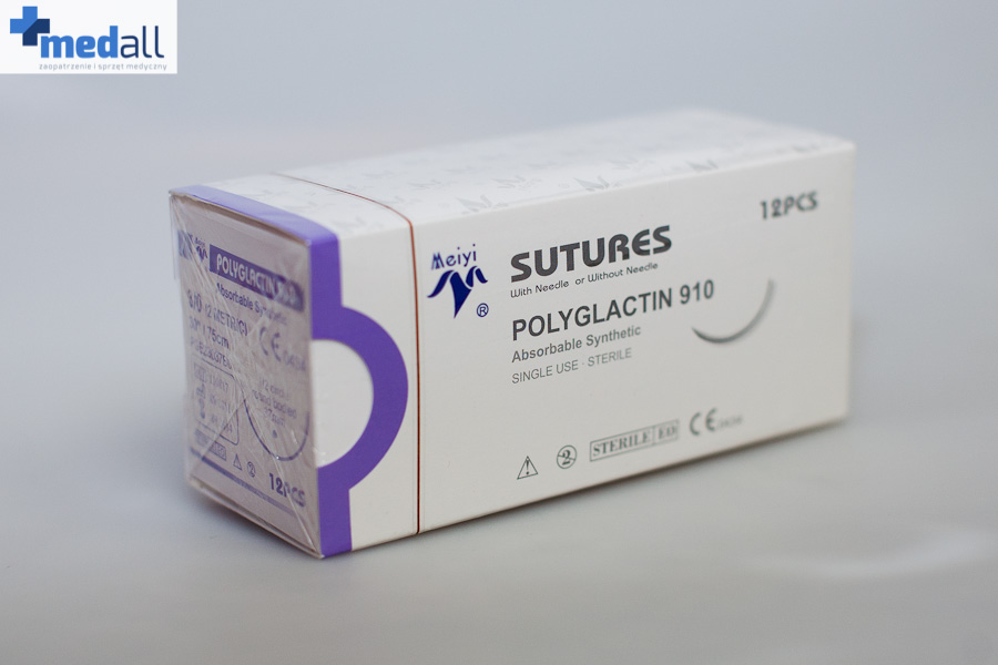 Nici chirurgiczne POLYGLACTIN 910 rozmiar USP 2 długość 90 cm z igłą tnącą 37 mm
