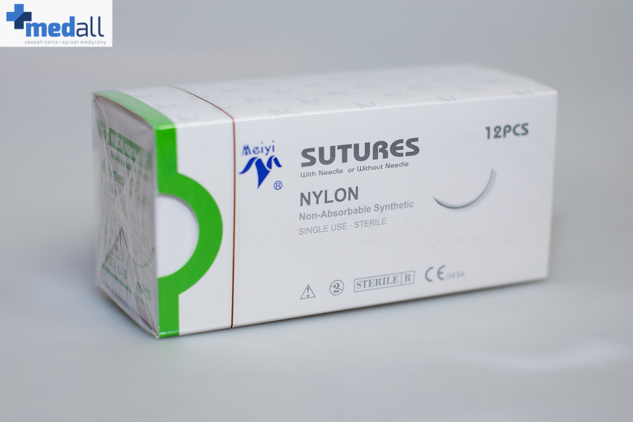 Nici chirurgiczne Nylon rozmiar USP 5/0 z igłą tnącą 20 mm