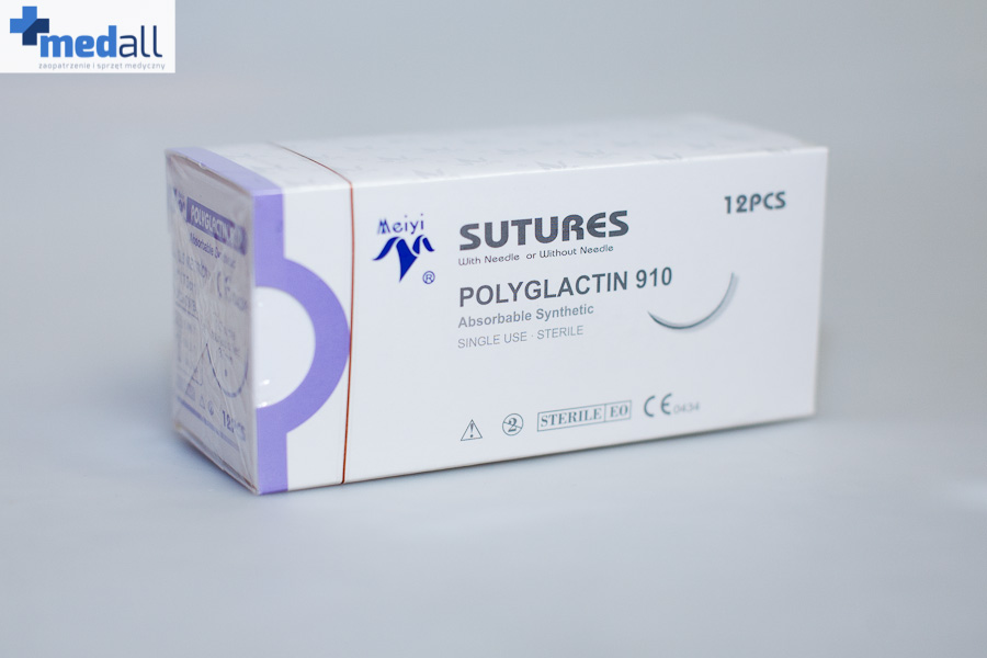 Nici chirurgiczne POLYGLACTIN 910 rozmiar USP 3/0 z igłą obłą 22 mm